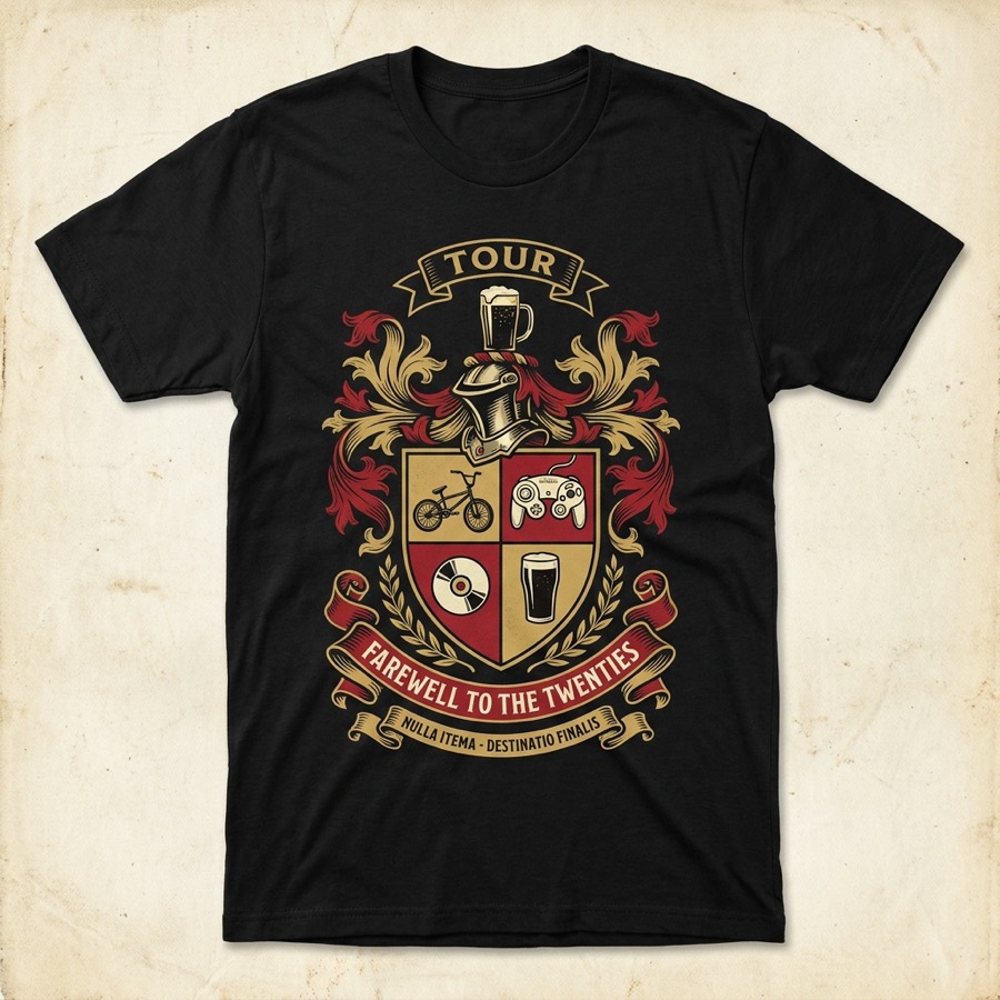 Black tour tee with circular Farewell Tour crest